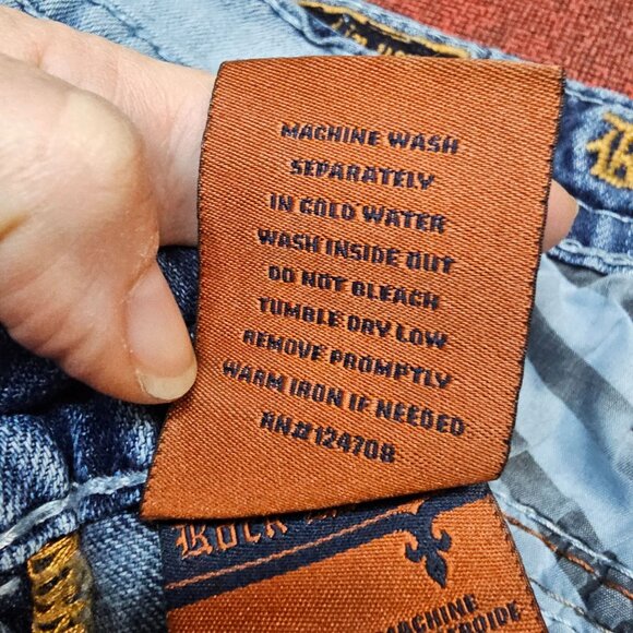 Rock Revival Ecton Boot Embroidered Denim Jeans 32 Light Wash Distressed Casual - Picture 15 of 15